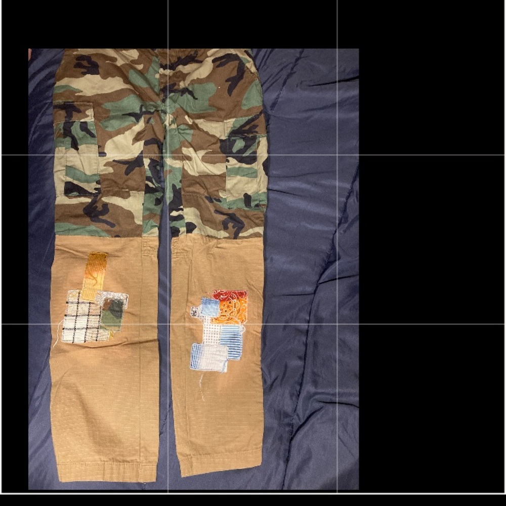 Embroided Patchwork Multicolor Cargo Pants